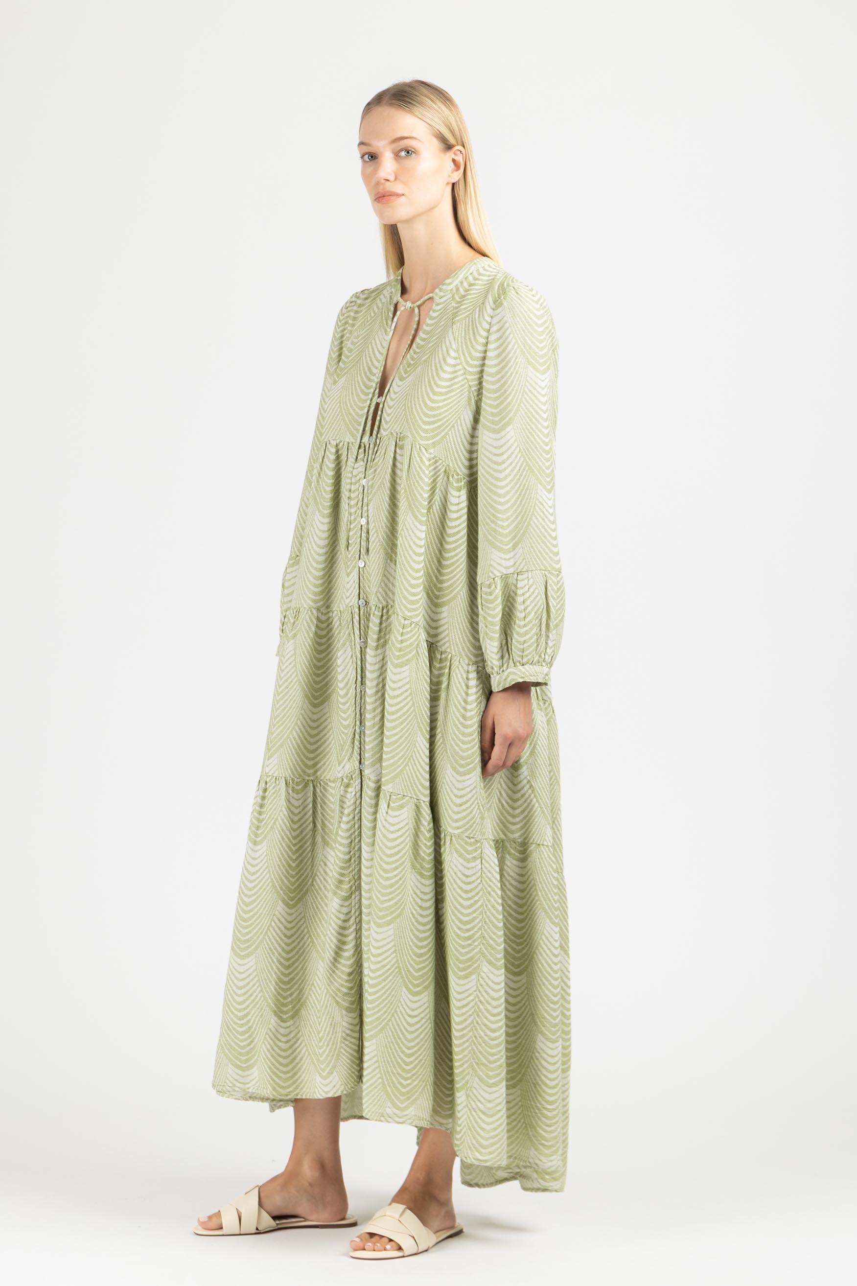 JACQUARD MAXI DRESS WITH BUTTONS