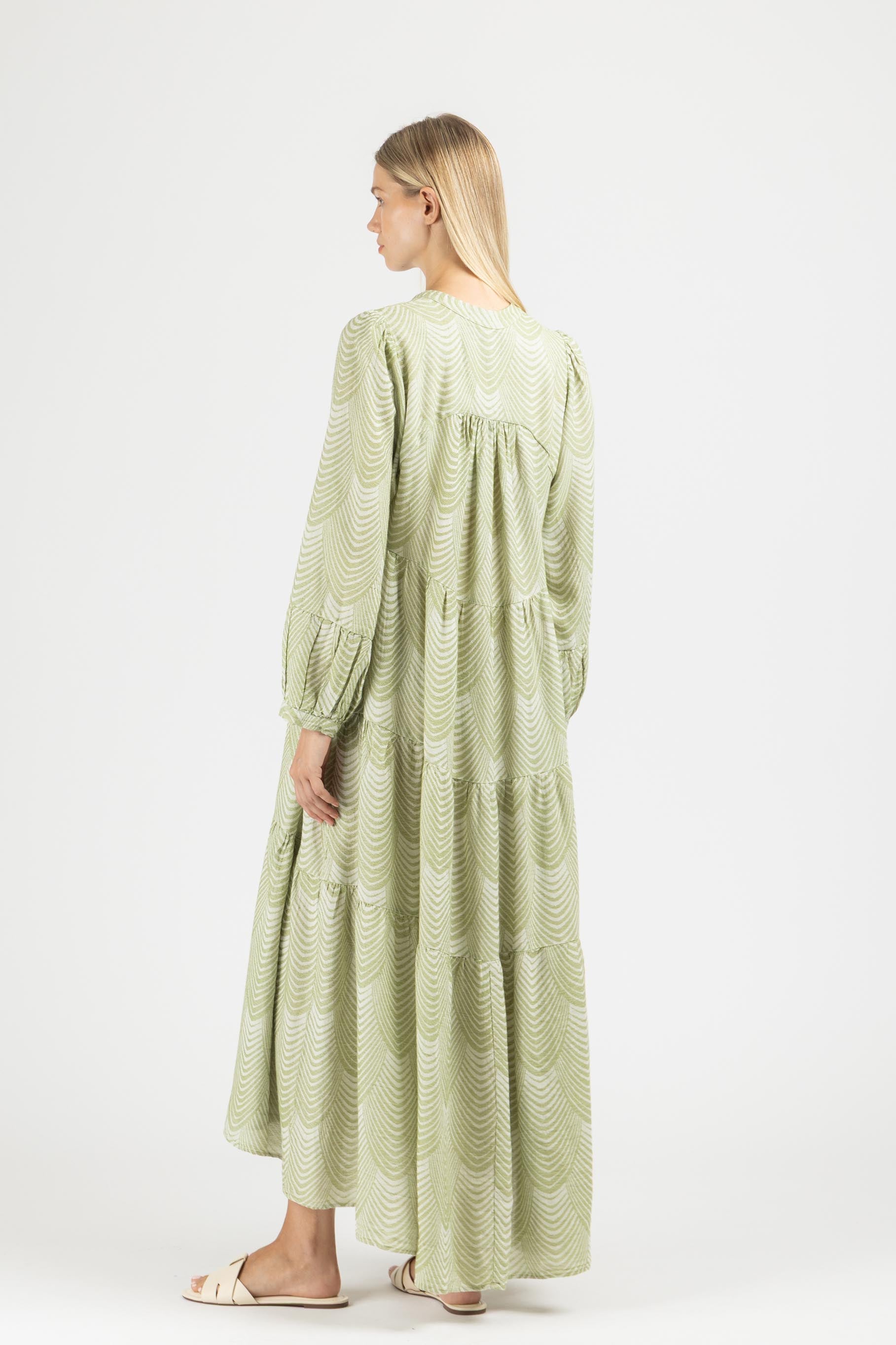 JACQUARD MAXI DRESS WITH BUTTONS