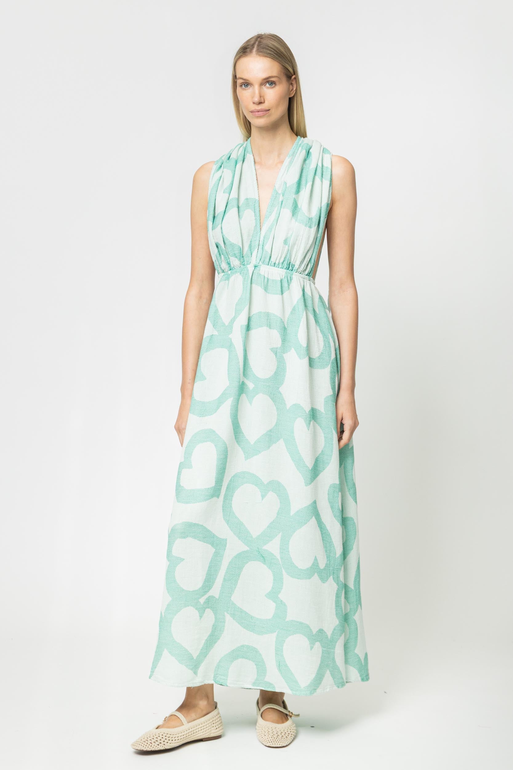 JACQUARD MAXI DRESS WITH OPEN BACK
