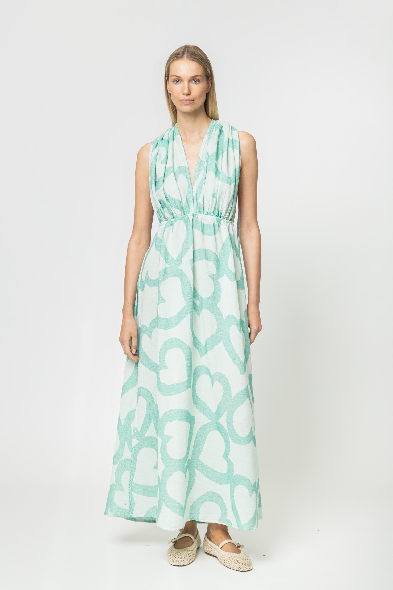 JACQUARD MAXI DRESS WITH OPEN BACK