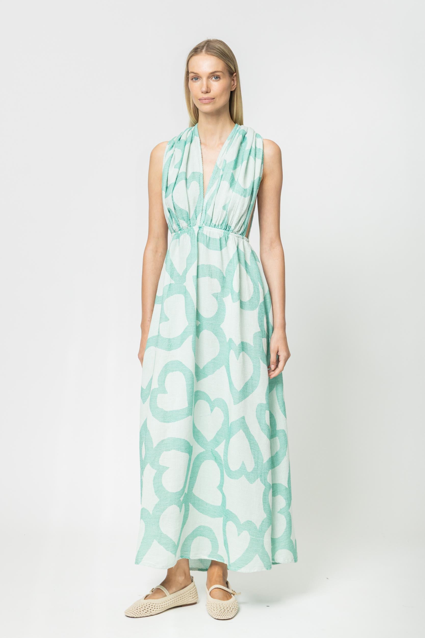 JACQUARD MAXI DRESS WITH OPEN BACK