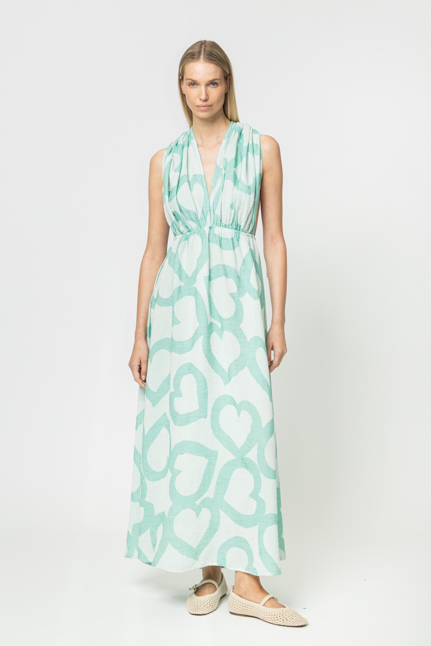 JACQUARD MAXI DRESS WITH OPEN BACK