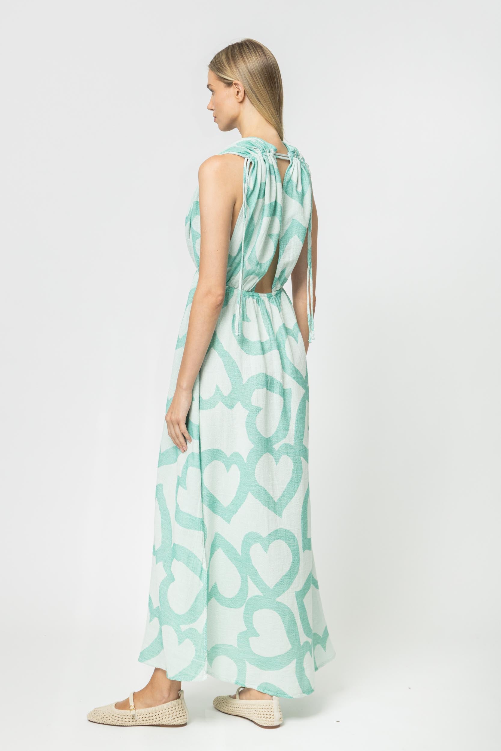 JACQUARD MAXI DRESS WITH OPEN BACK