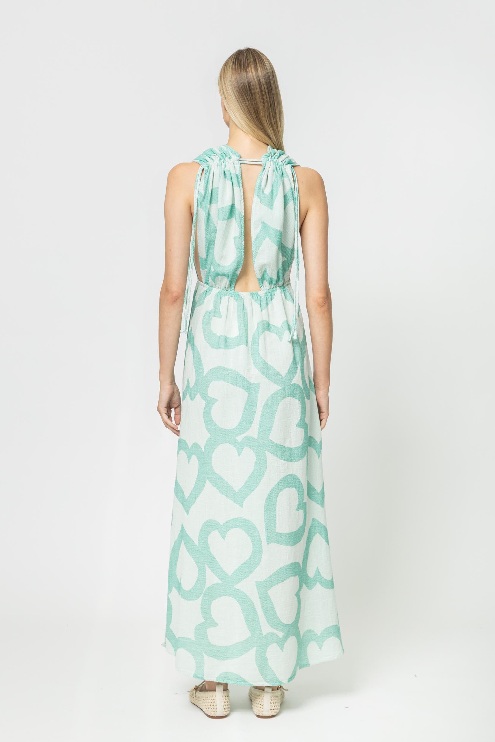 JACQUARD MAXI DRESS WITH OPEN BACK