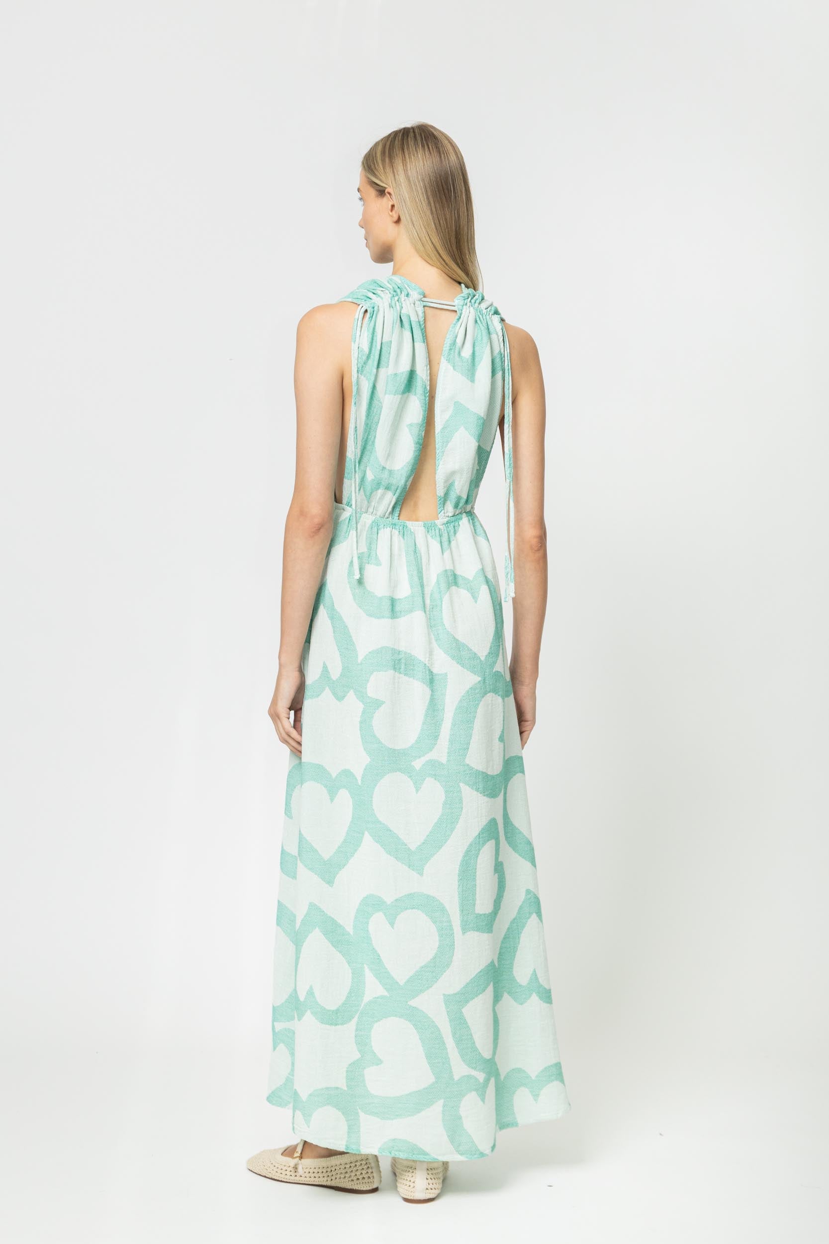 JACQUARD MAXI DRESS WITH OPEN BACK