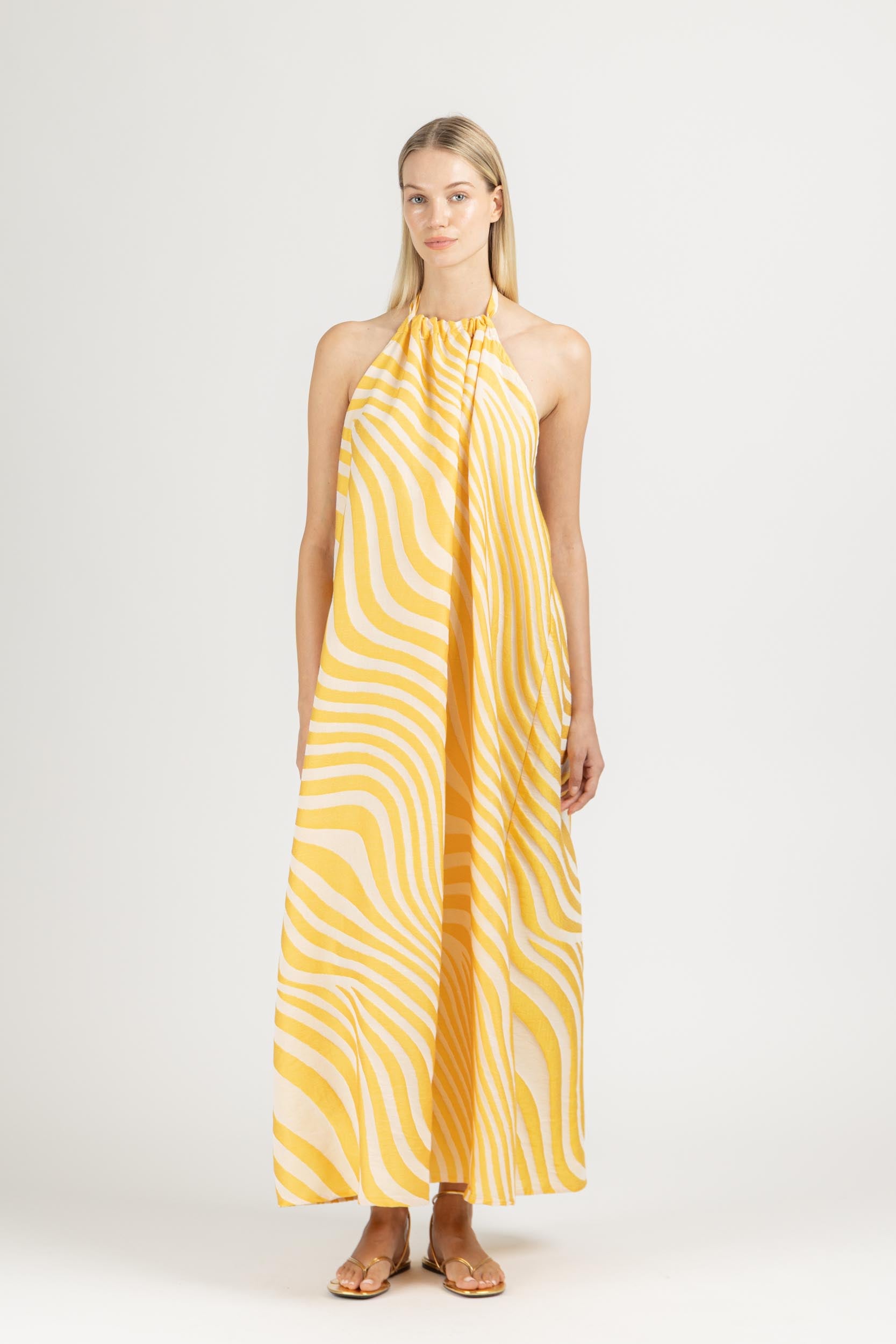 JACQUARD MAXI DRESS WITH OPEN BACK