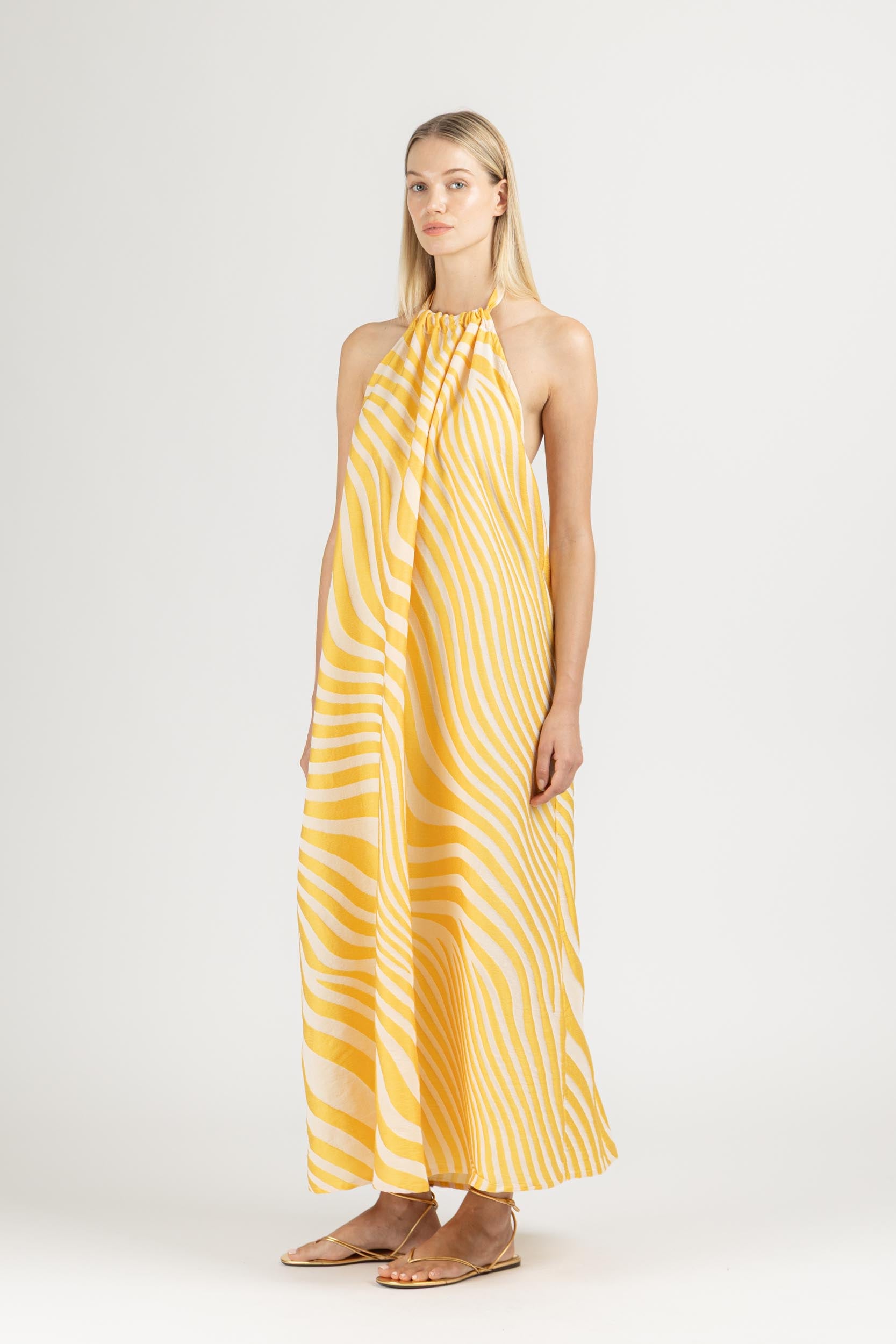 JACQUARD MAXI DRESS WITH OPEN BACK