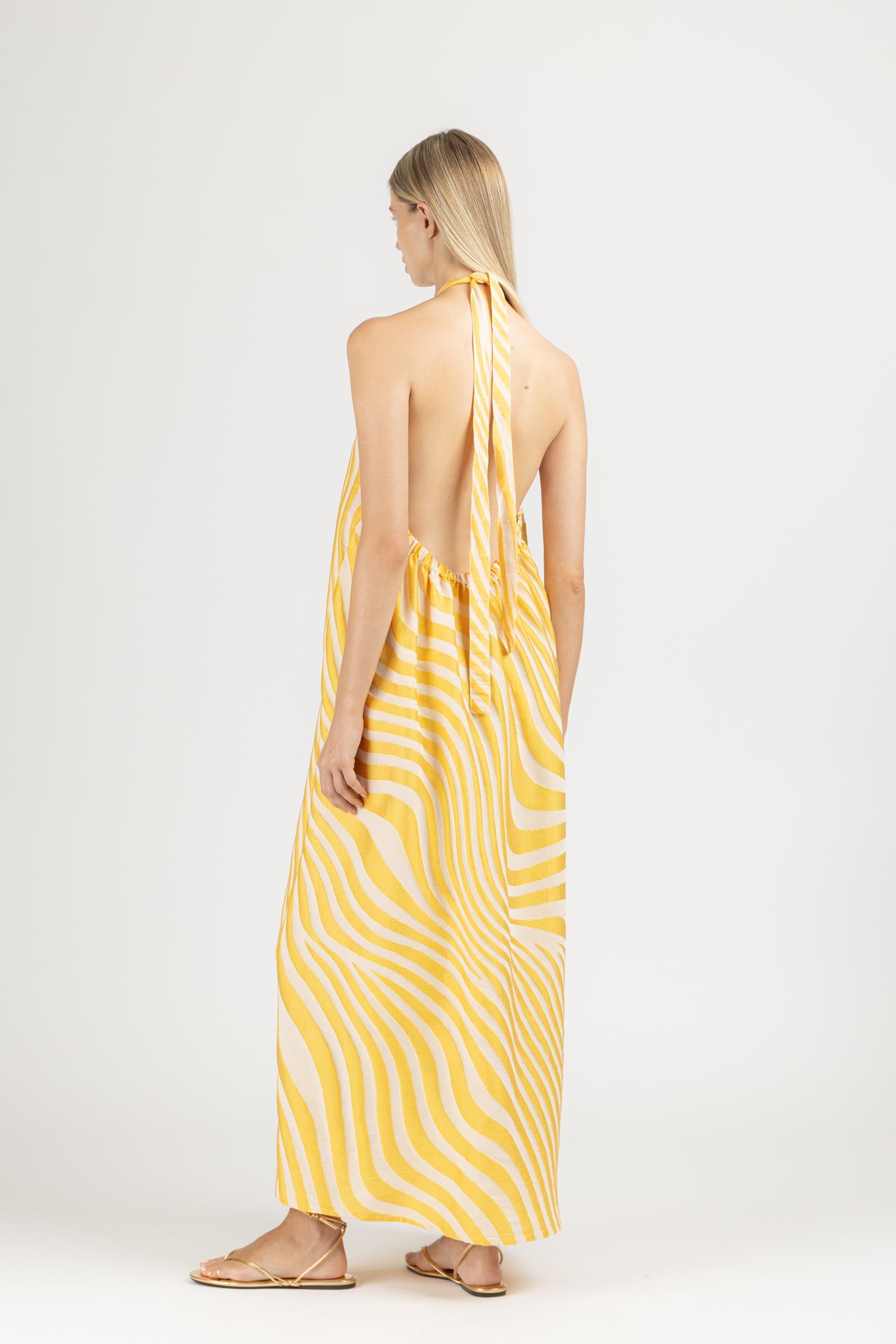 JACQUARD MAXI DRESS WITH OPEN BACK
