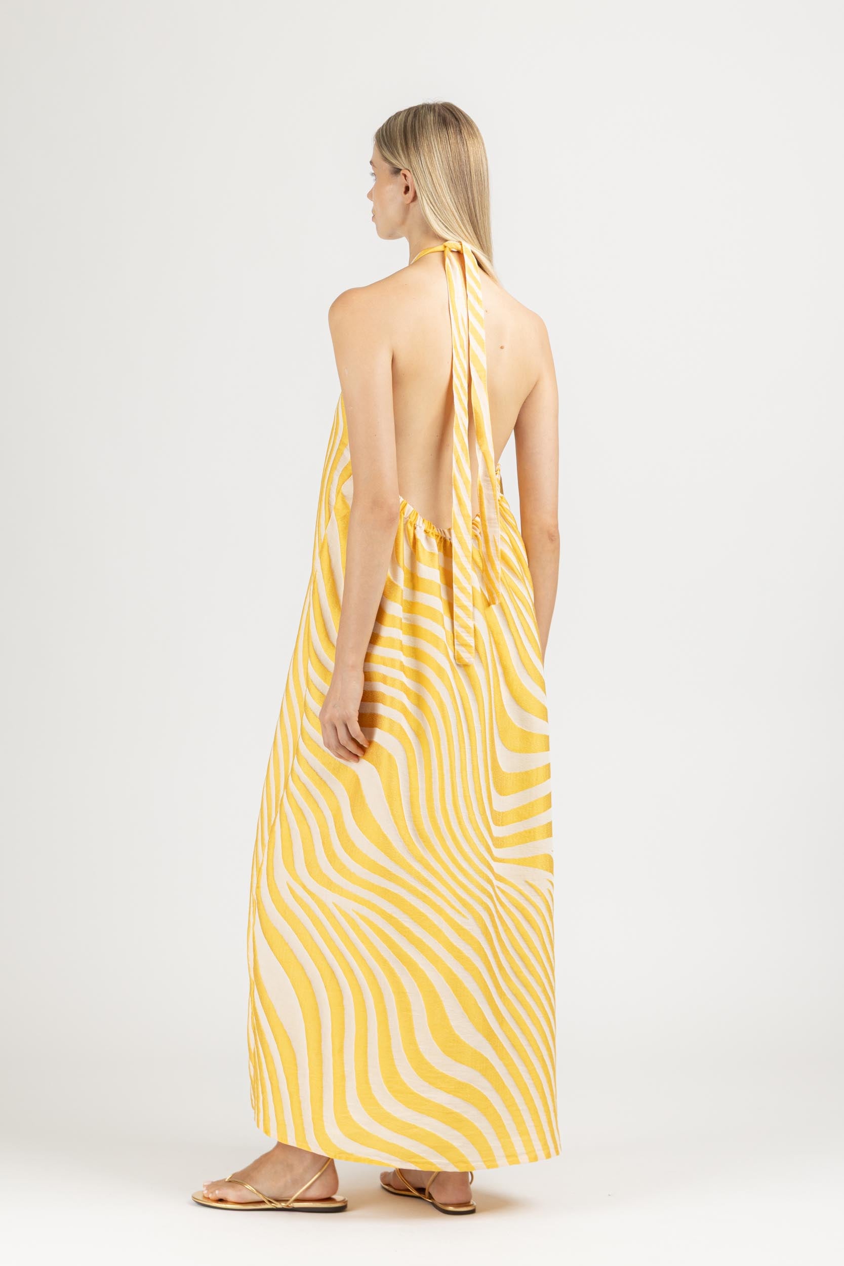 JACQUARD MAXI DRESS WITH OPEN BACK