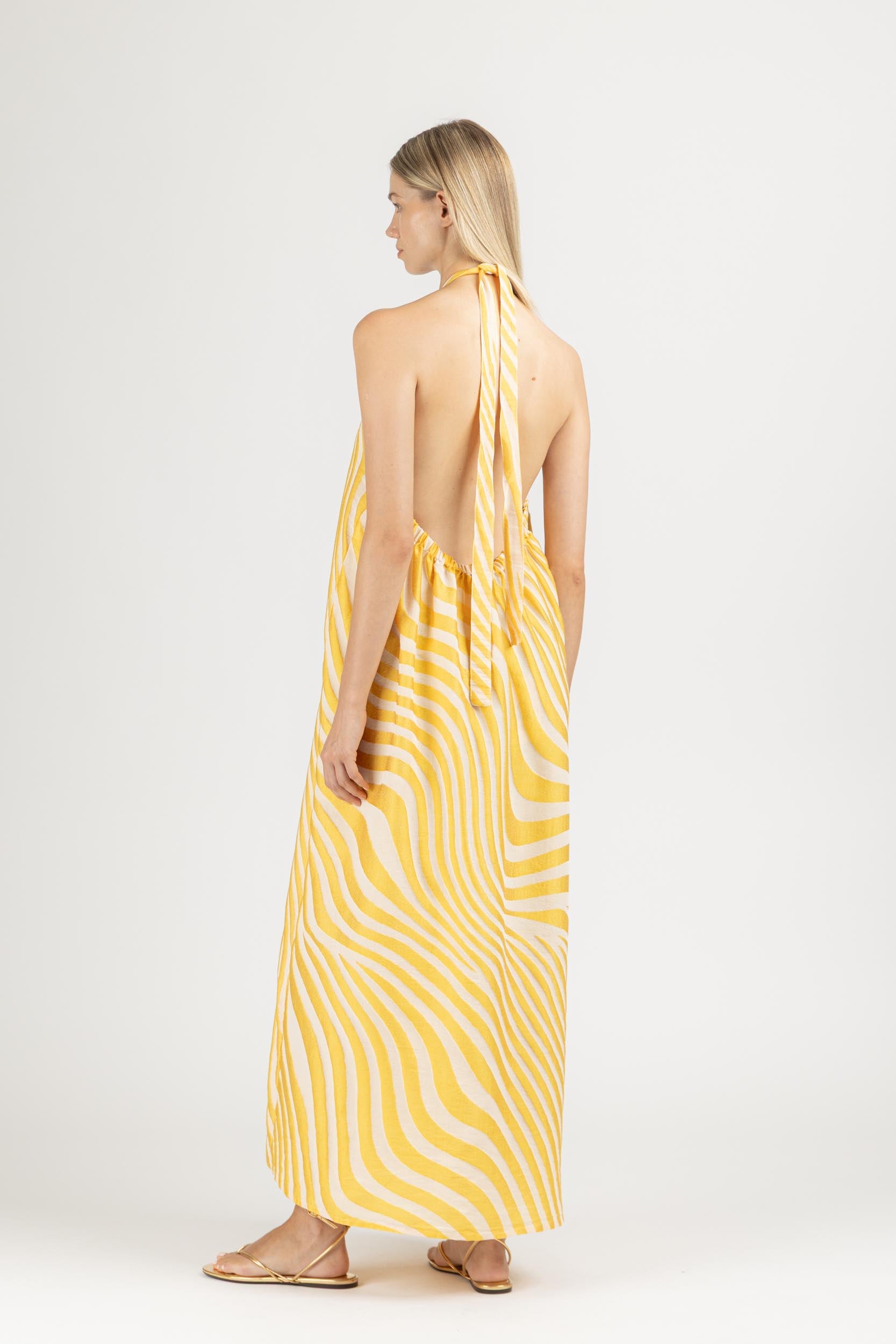 JACQUARD MAXI DRESS WITH OPEN BACK