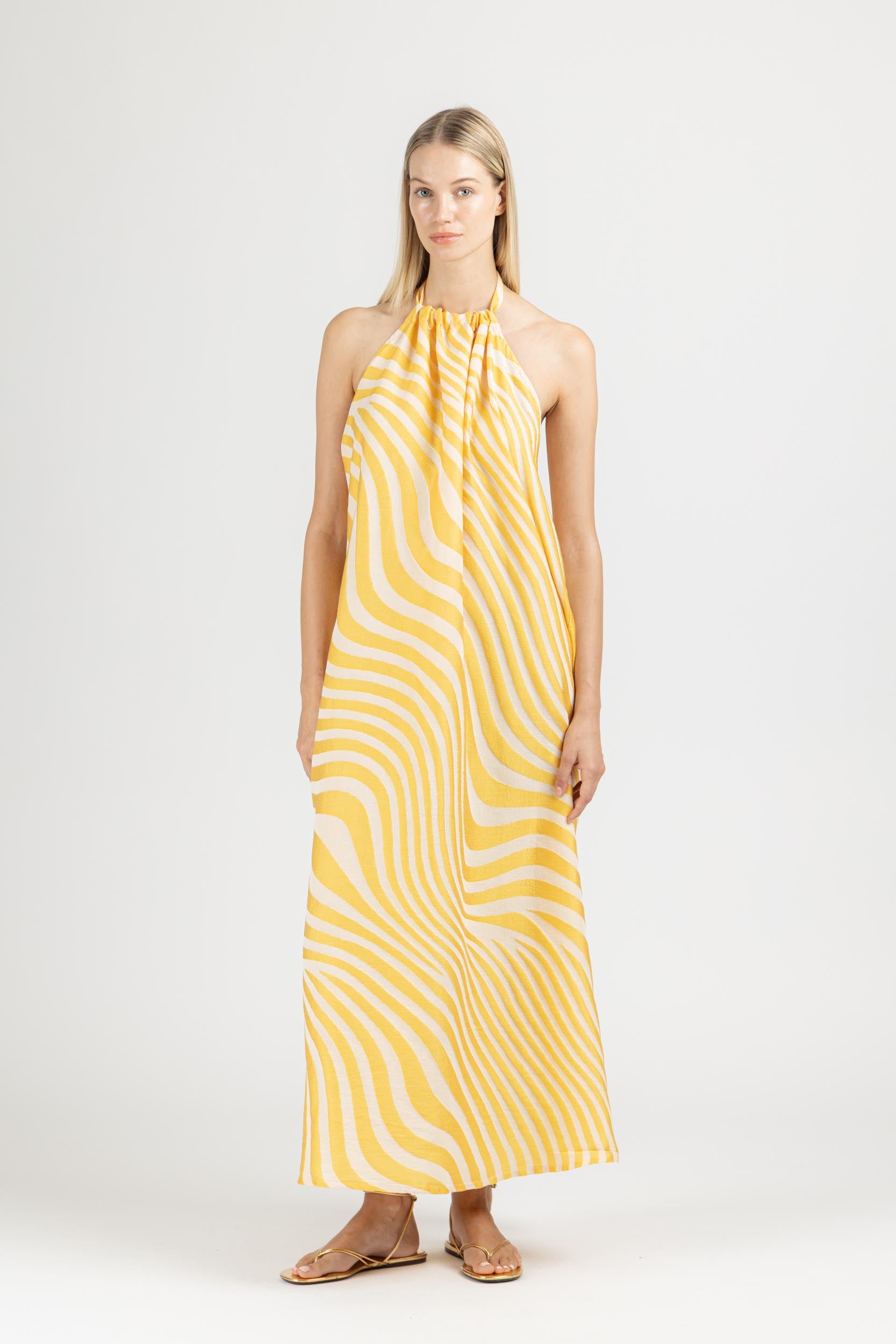 JACQUARD MAXI DRESS WITH OPEN BACK