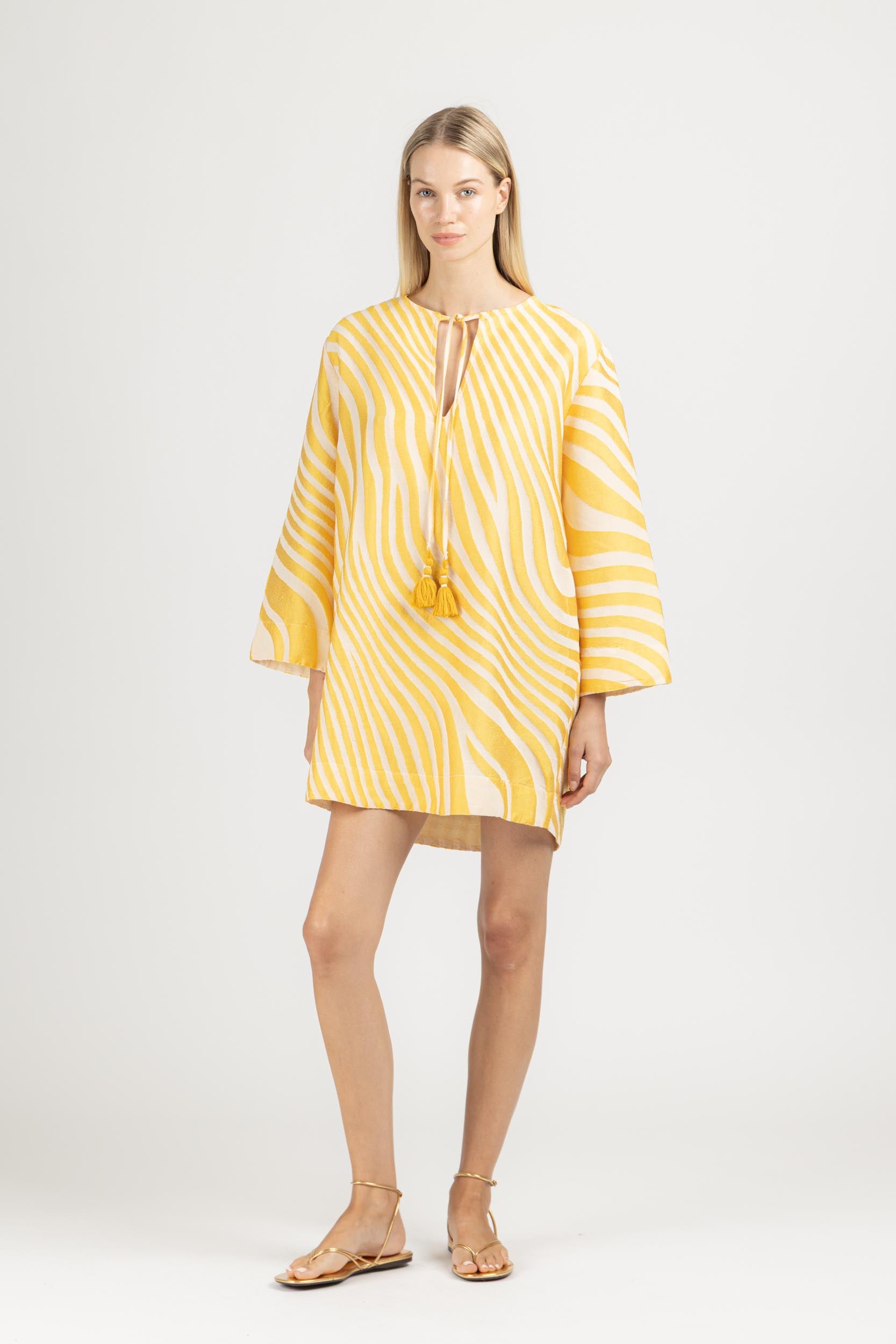 JACQUARD MINI KAFTAN DRESS