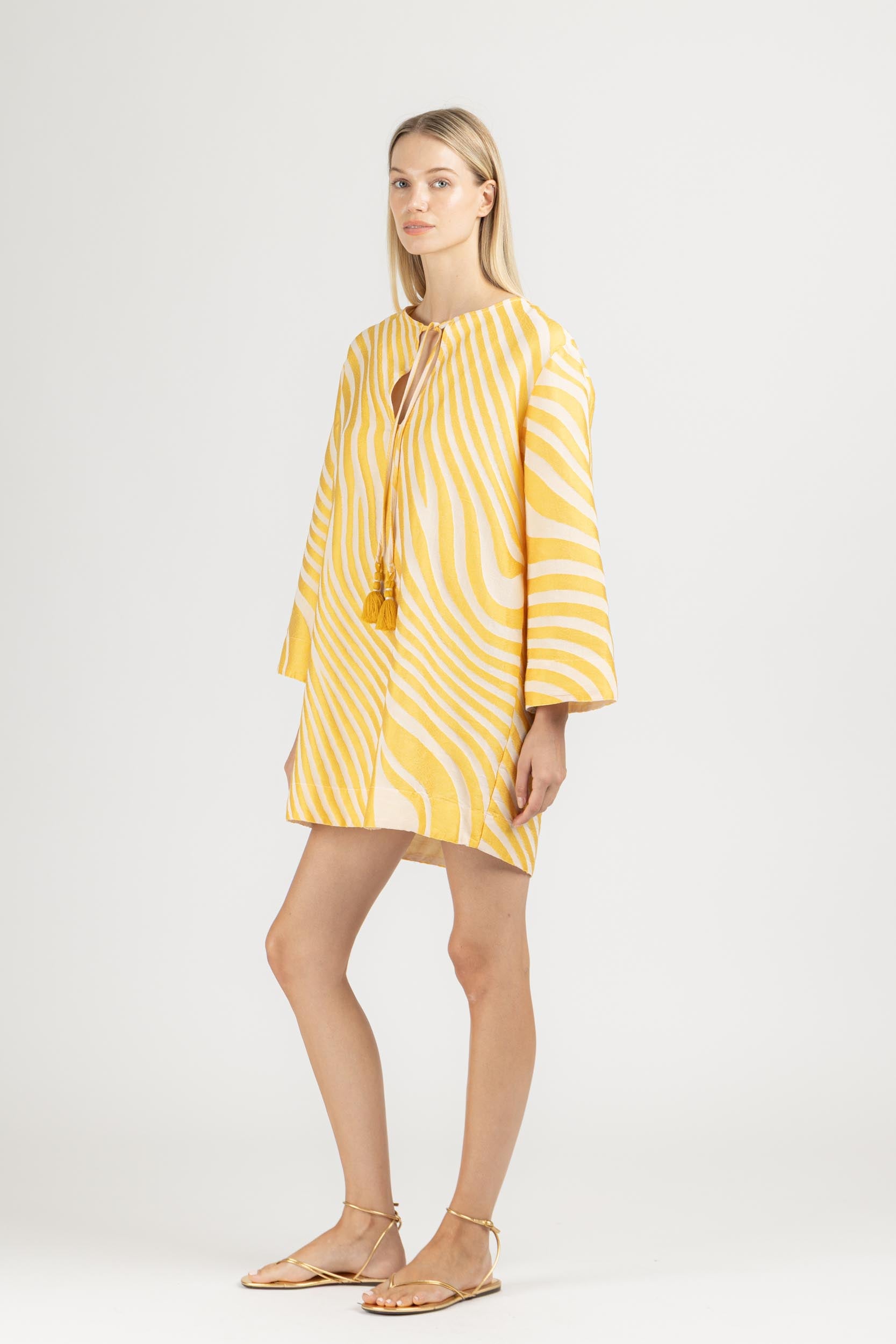 JACQUARD MINI KAFTAN DRESS