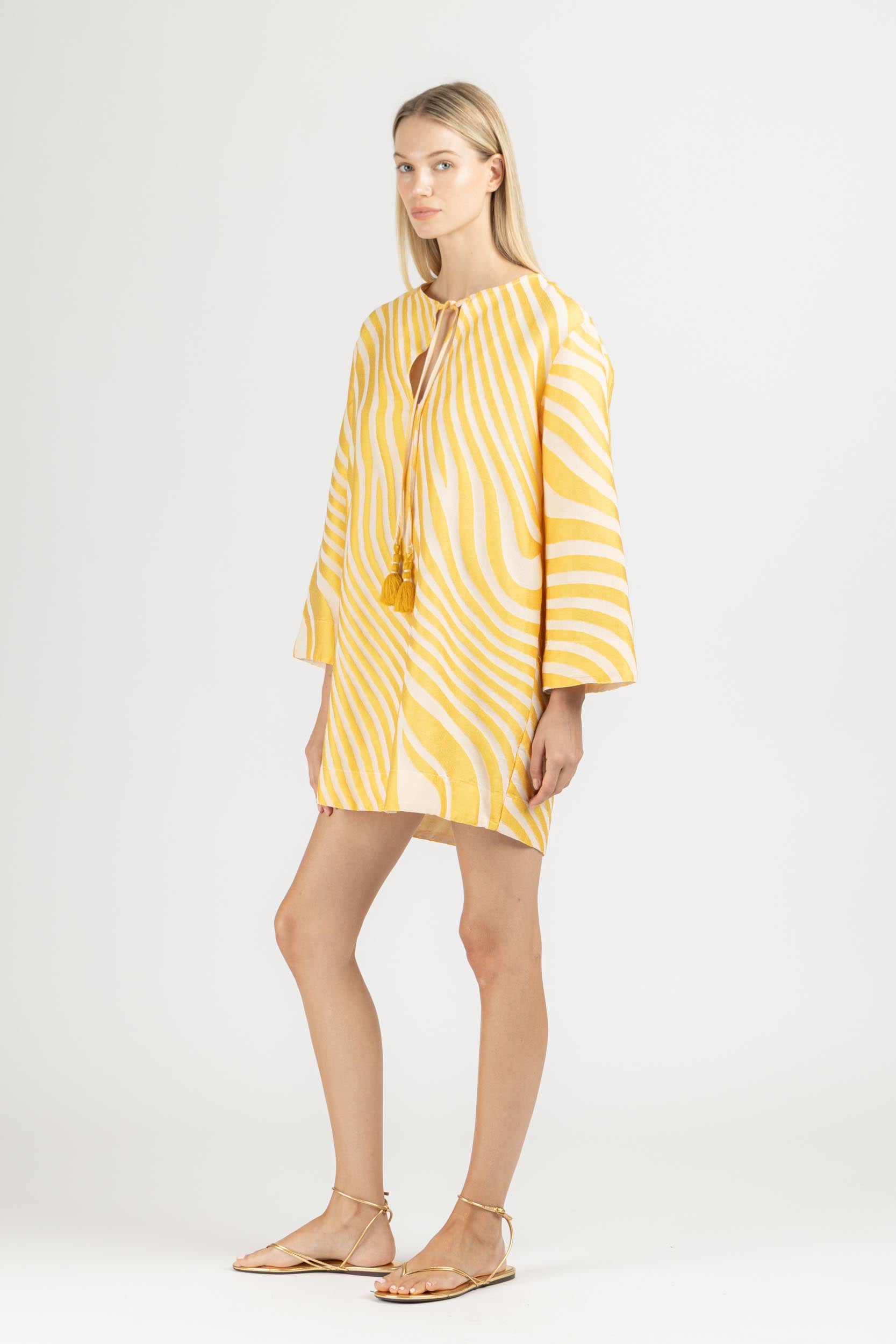 JACQUARD MINI KAFTAN DRESS
