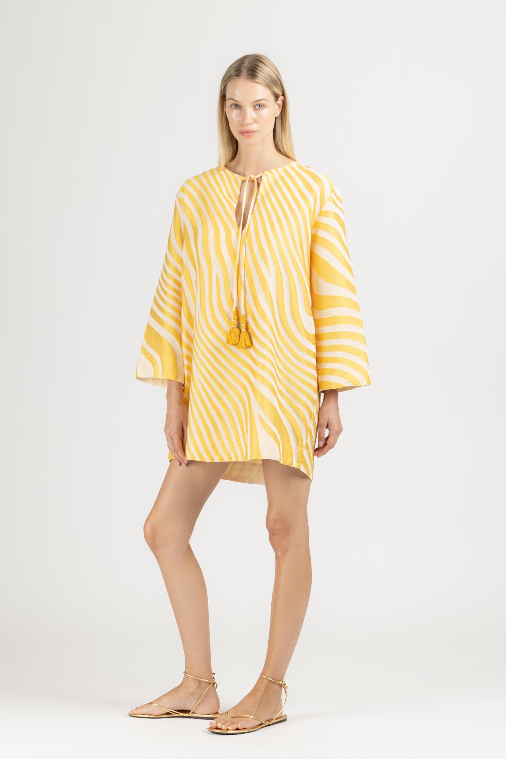 JACQUARD MINI KAFTAN DRESS
