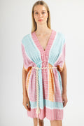 JACQUARD MINI KAFTAN DRESS