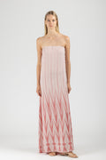 JACQUARD STRAPLESS MAXI DRESS