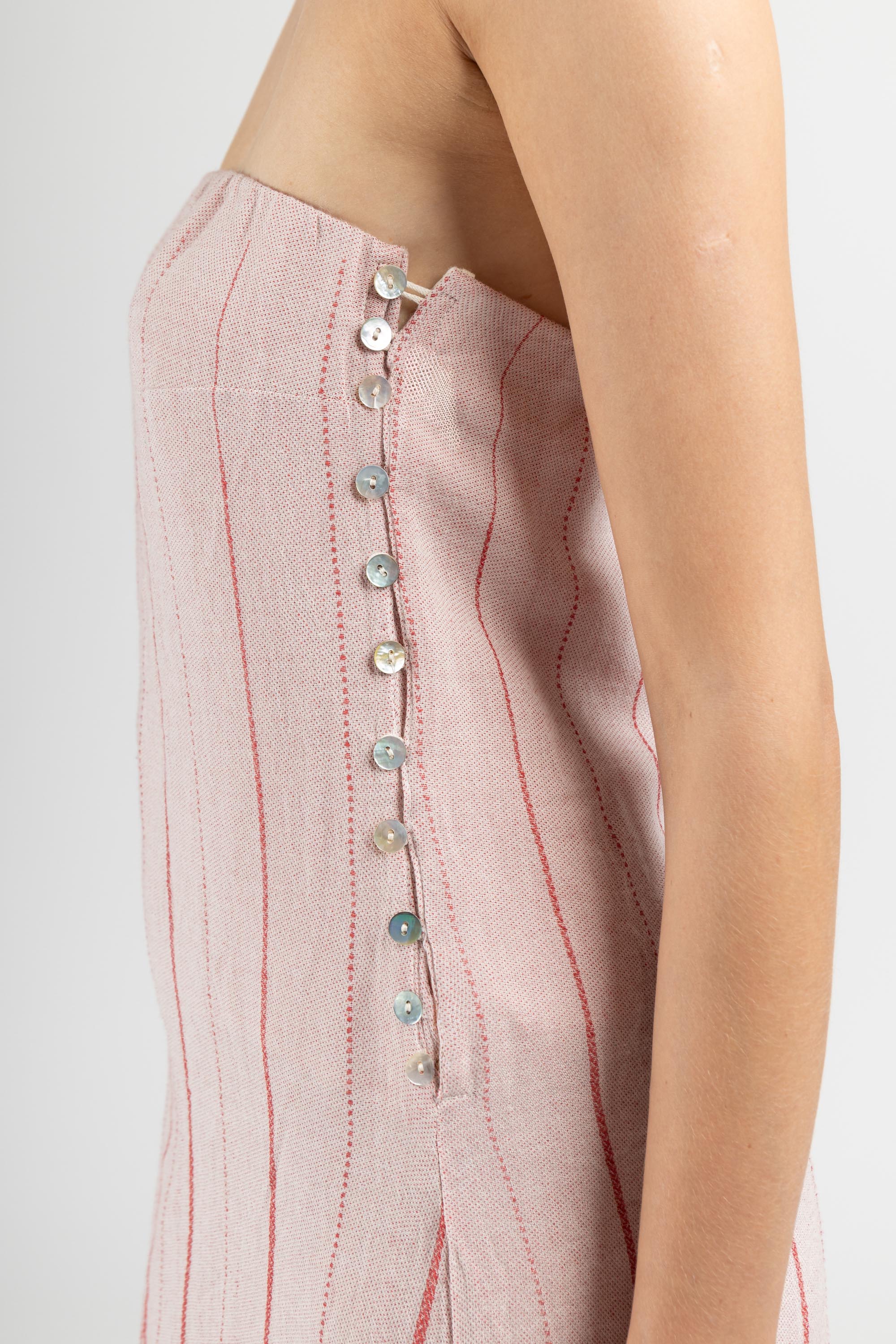 JACQUARD STRAPLESS MAXI DRESS