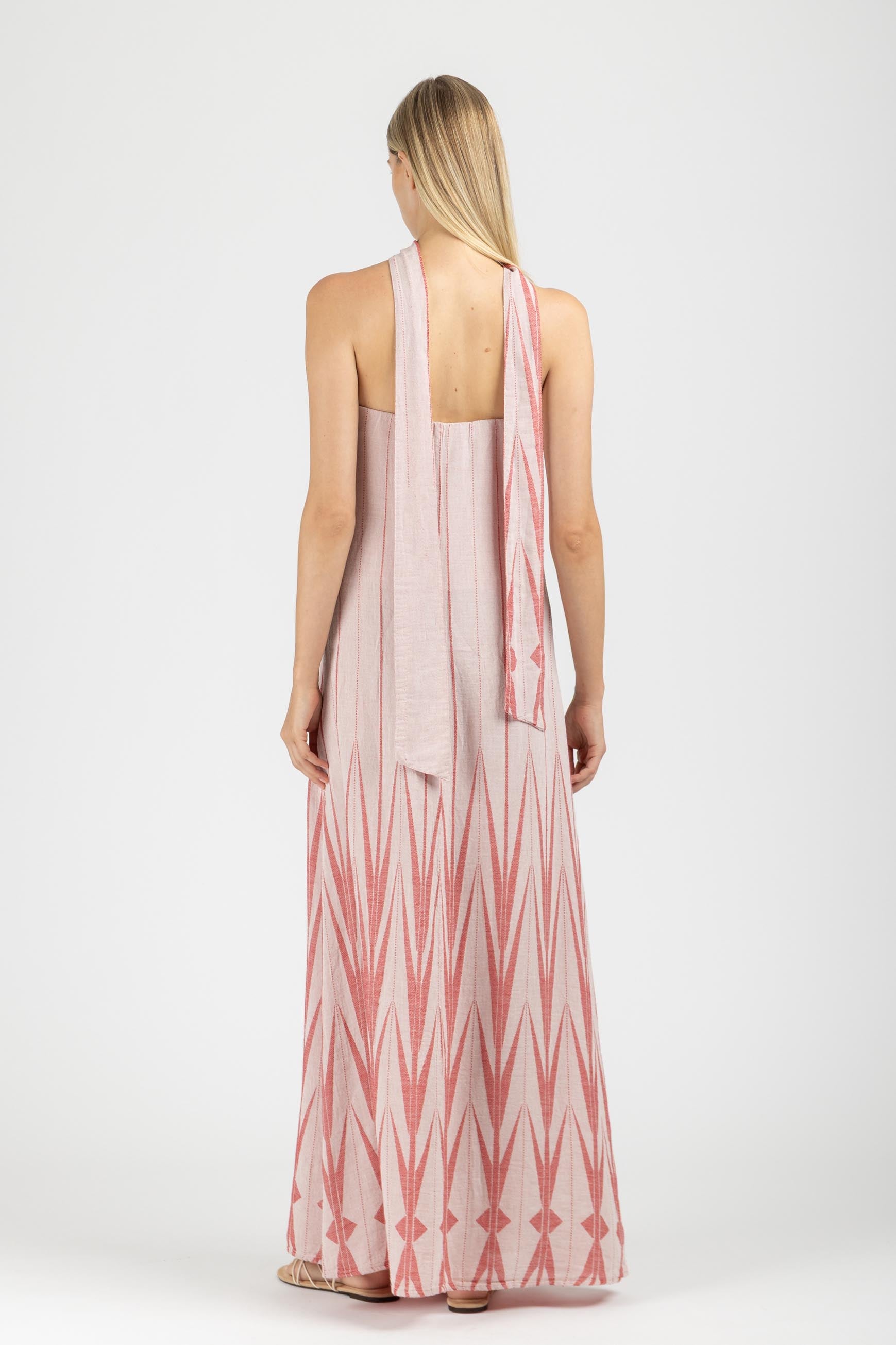 JACQUARD STRAPLESS MAXI DRESS