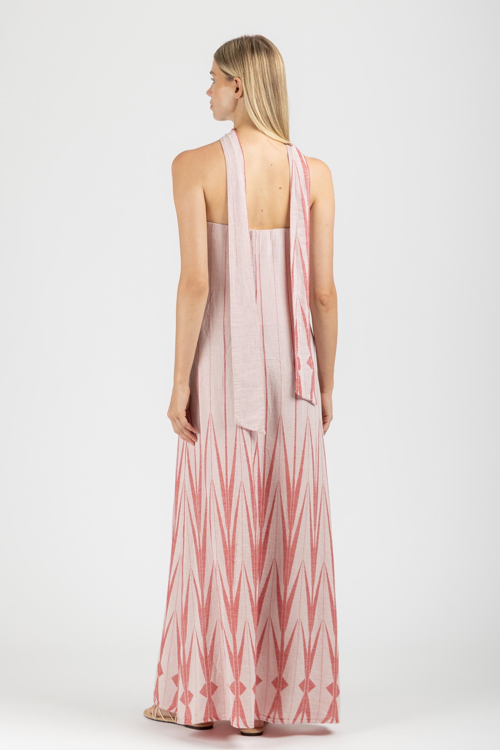 JACQUARD STRAPLESS MAXI DRESS