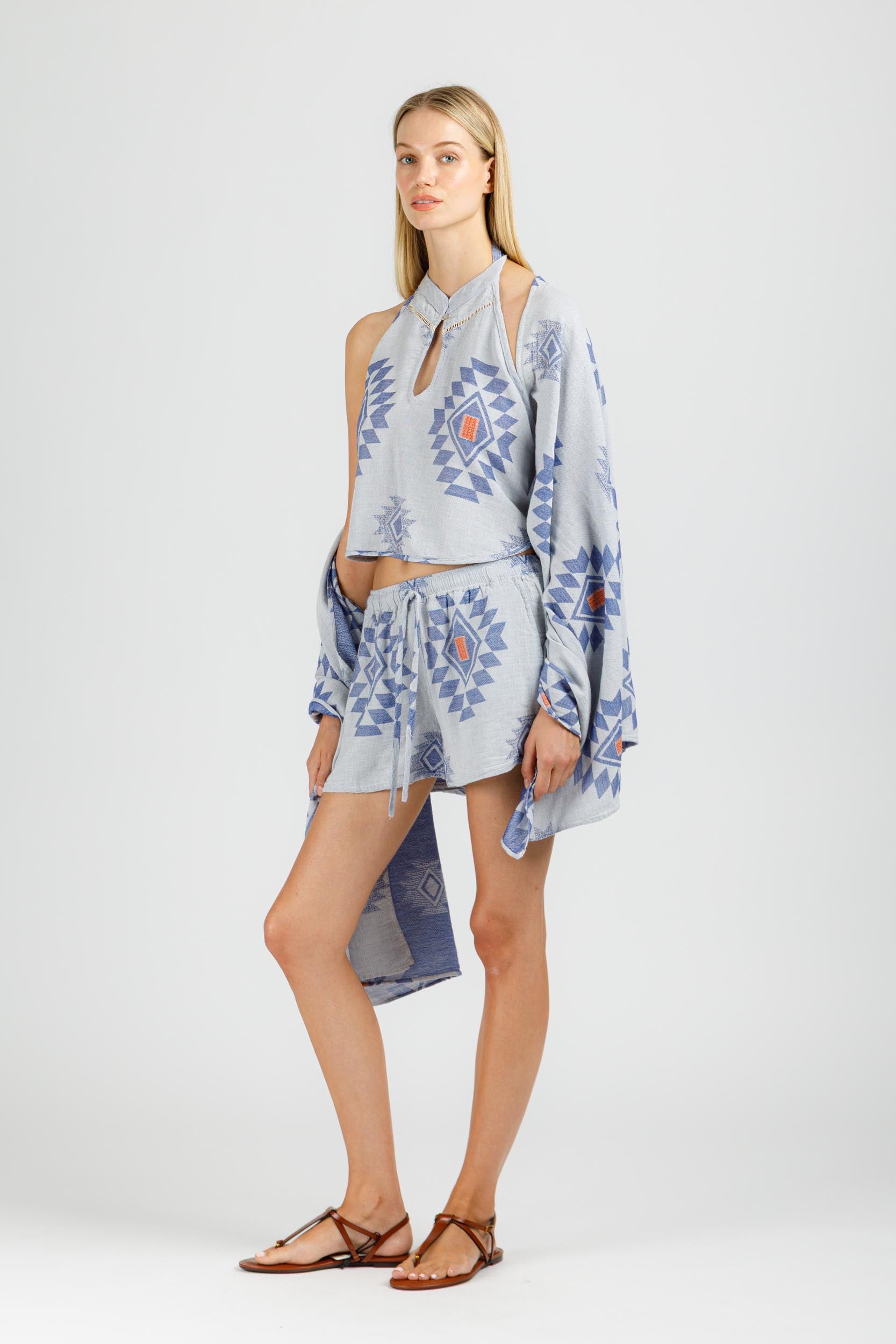 JACQUARD TOP WITH OPEN BACK