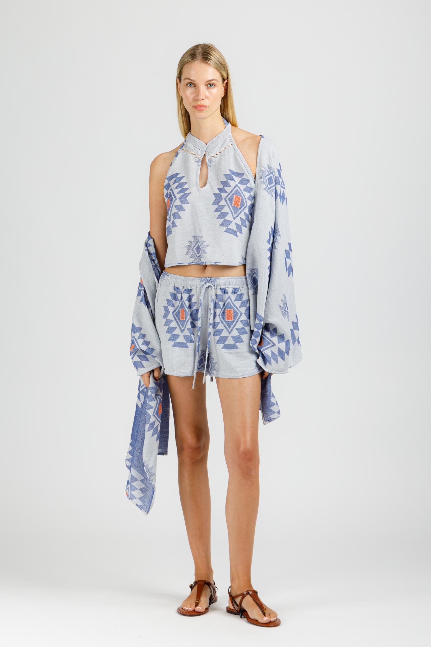 JACQUARD TOP WITH OPEN BACK
