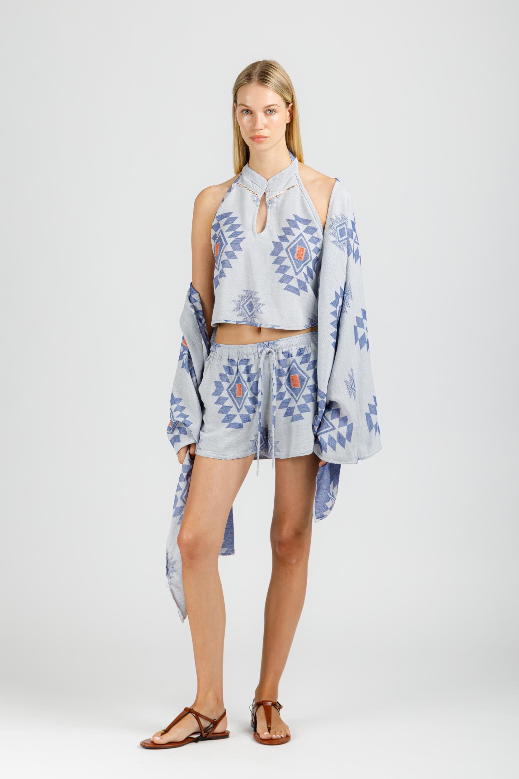JACQUARD TOP WITH OPEN BACK