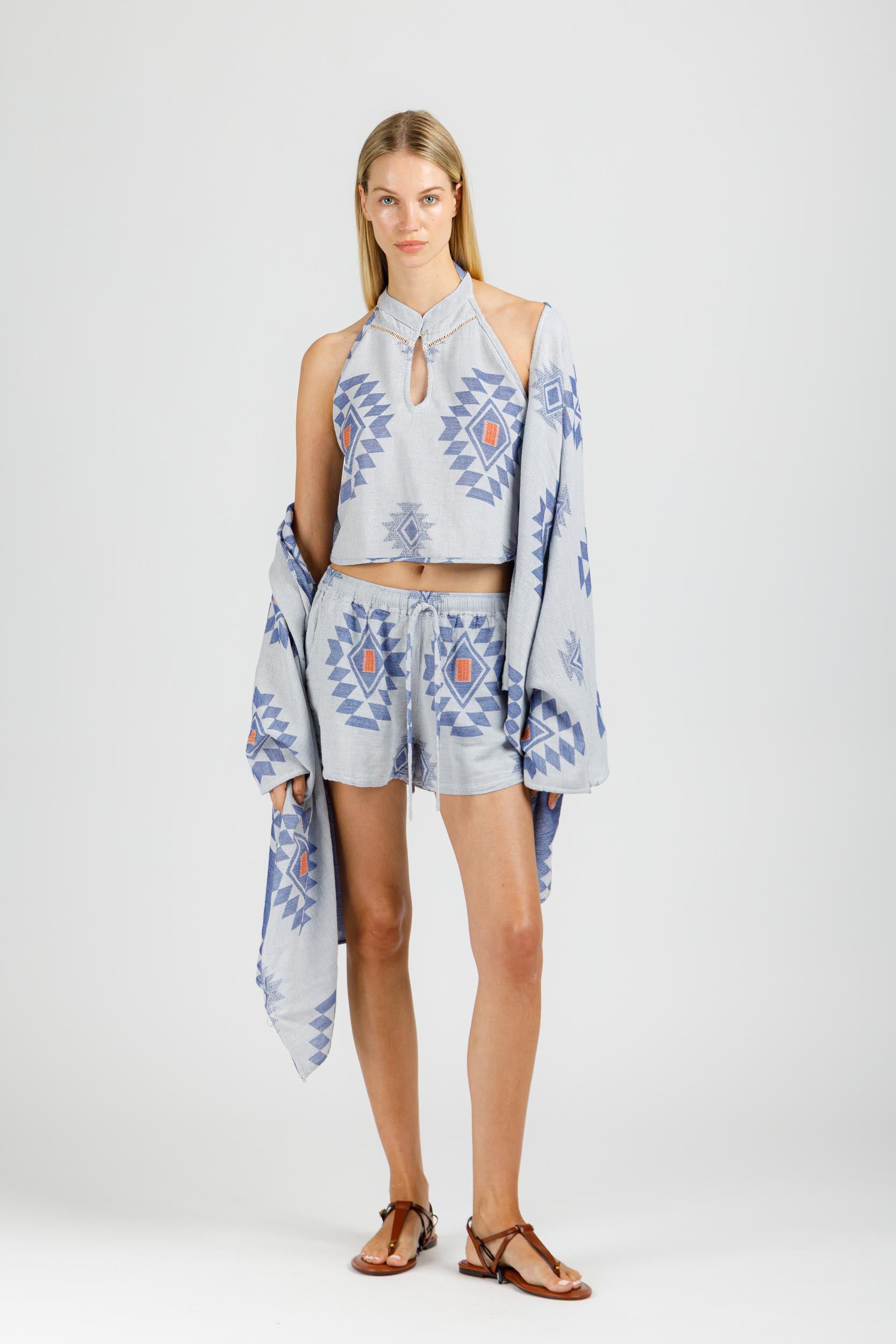 JACQUARD TOP WITH OPEN BACK
