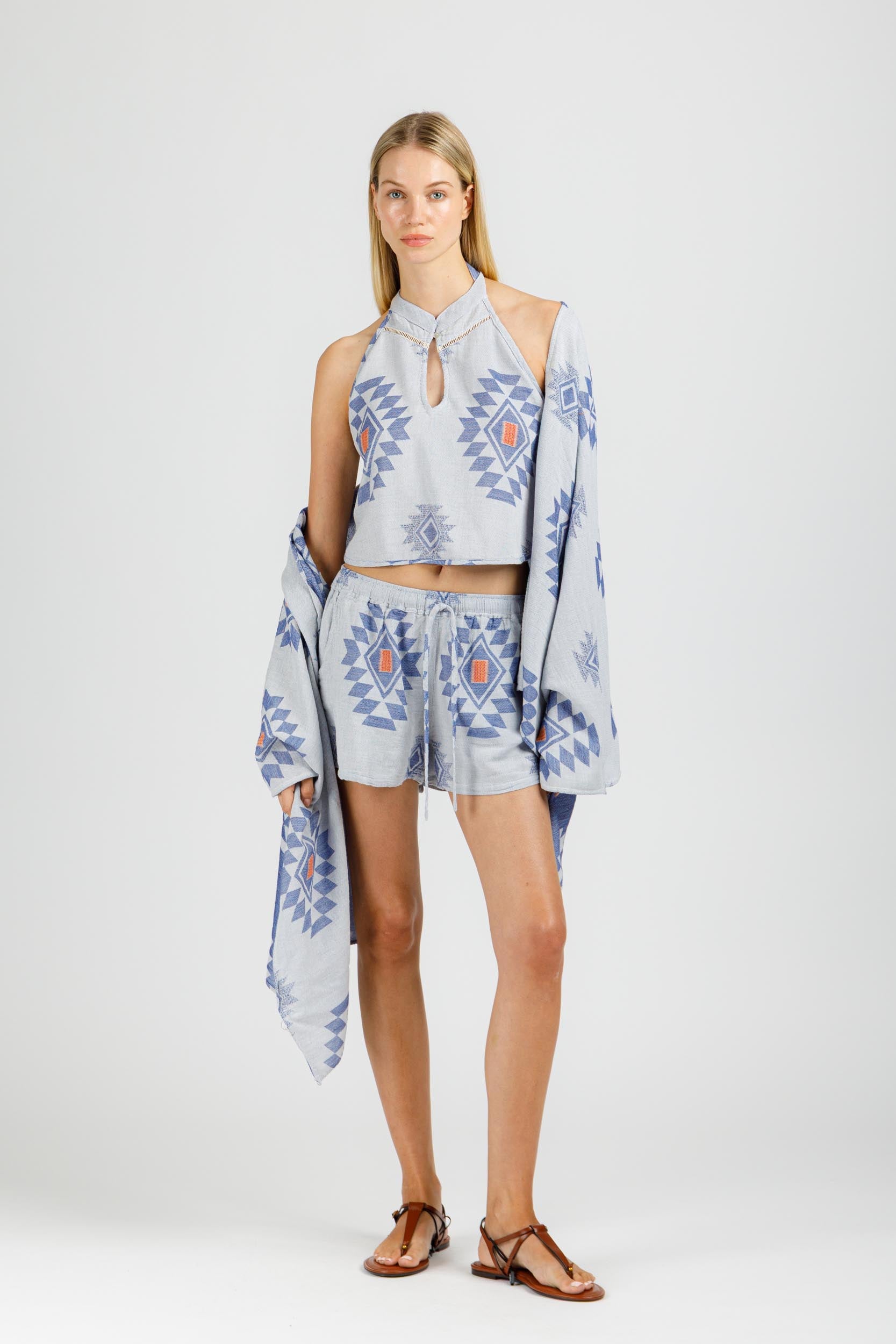 JACQUARD TOP WITH OPEN BACK