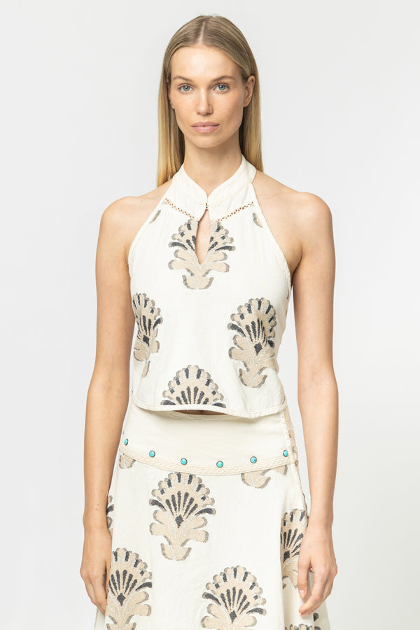 JACQUARD TOP WITH OPEN BACK