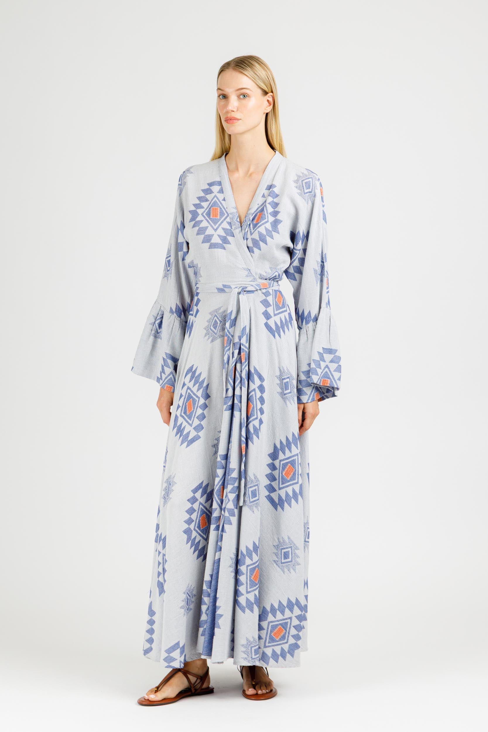 JACQUARD WRAP DRESS
