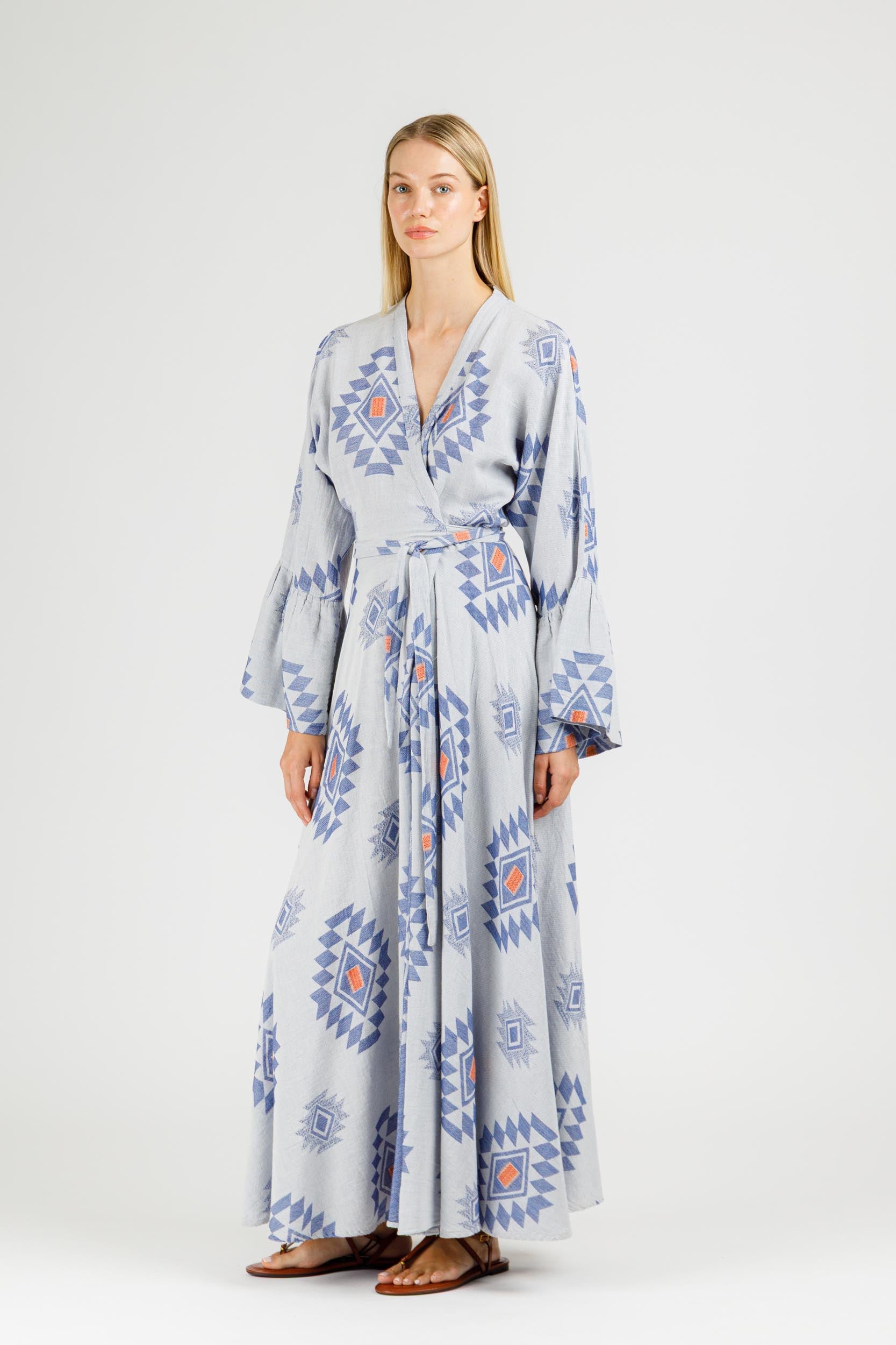 JACQUARD WRAP DRESS