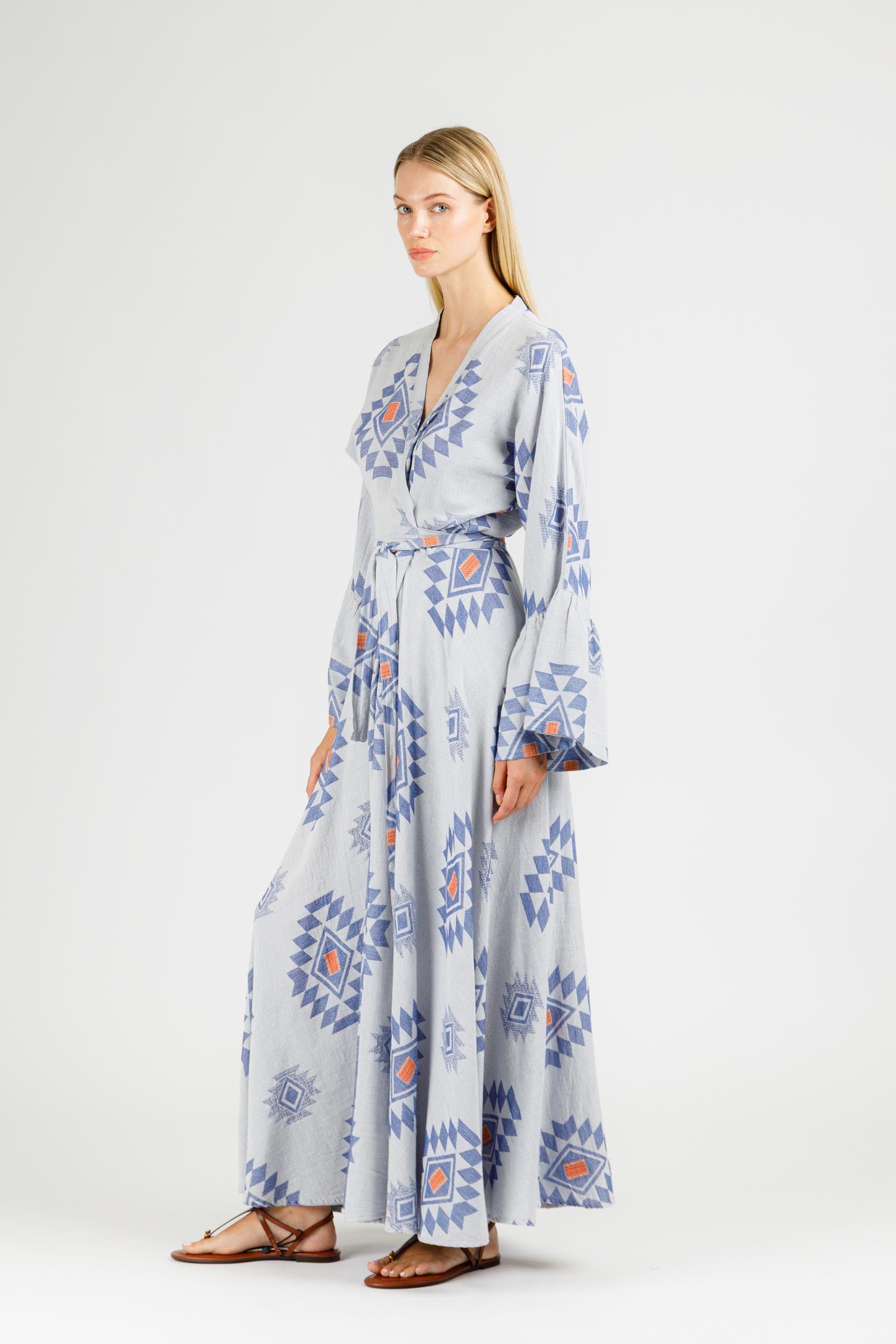 JACQUARD WRAP DRESS