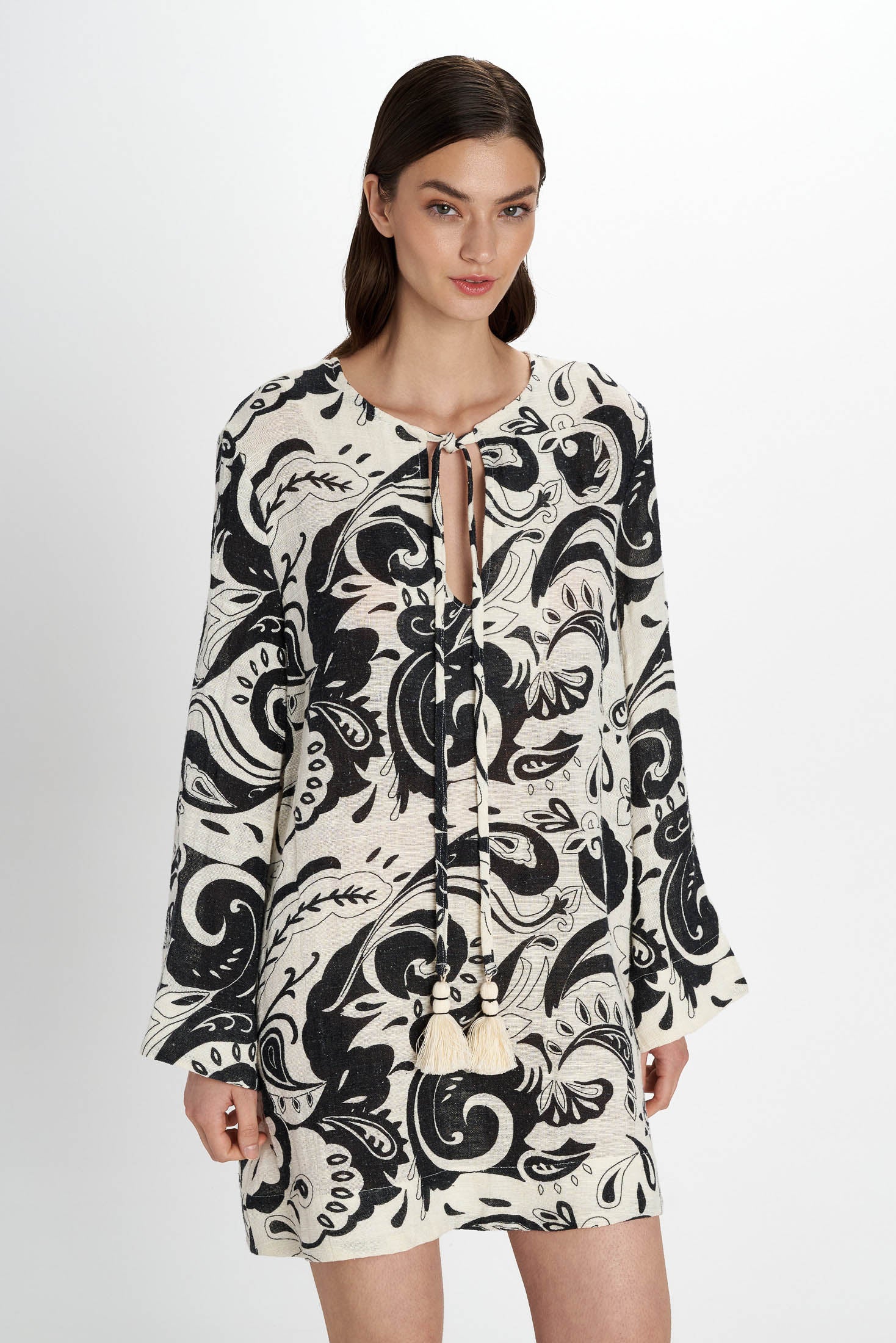 Ydria Tunic Dress - Pearl and Caviar