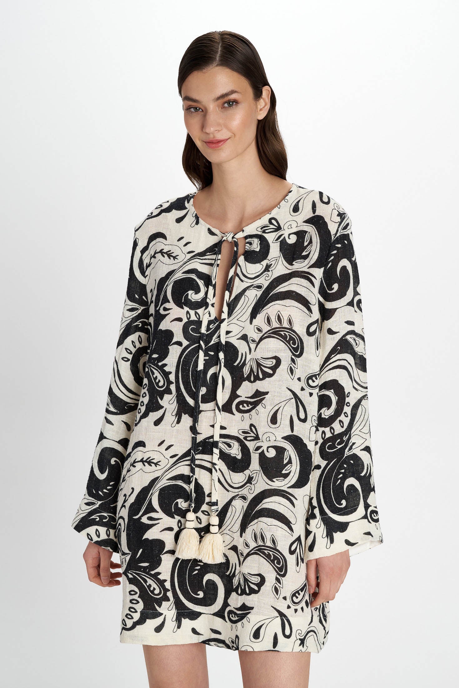 Ydria Tunic Dress - Pearl and Caviar