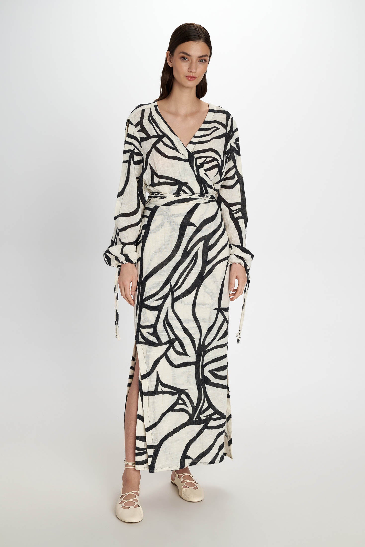 Atlantida Wrap Dress - Pearl and Caviar