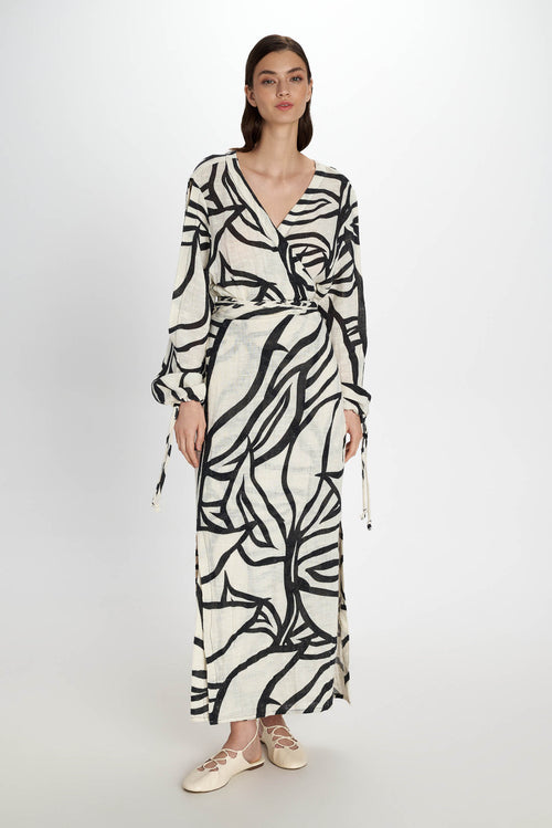 Atlantida Wrap Dress - Pearl and Caviar
