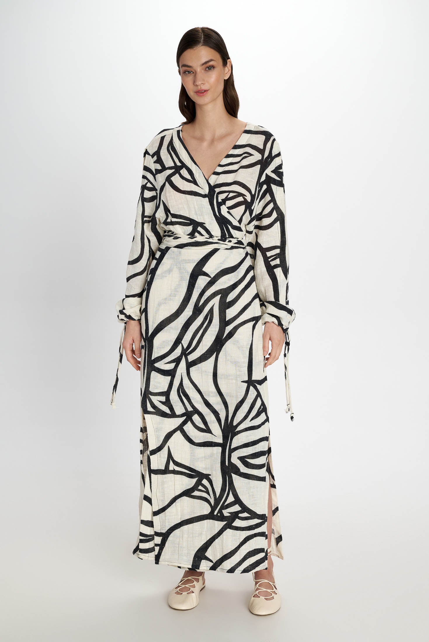Atlantida Wrap Dress - Pearl and Caviar