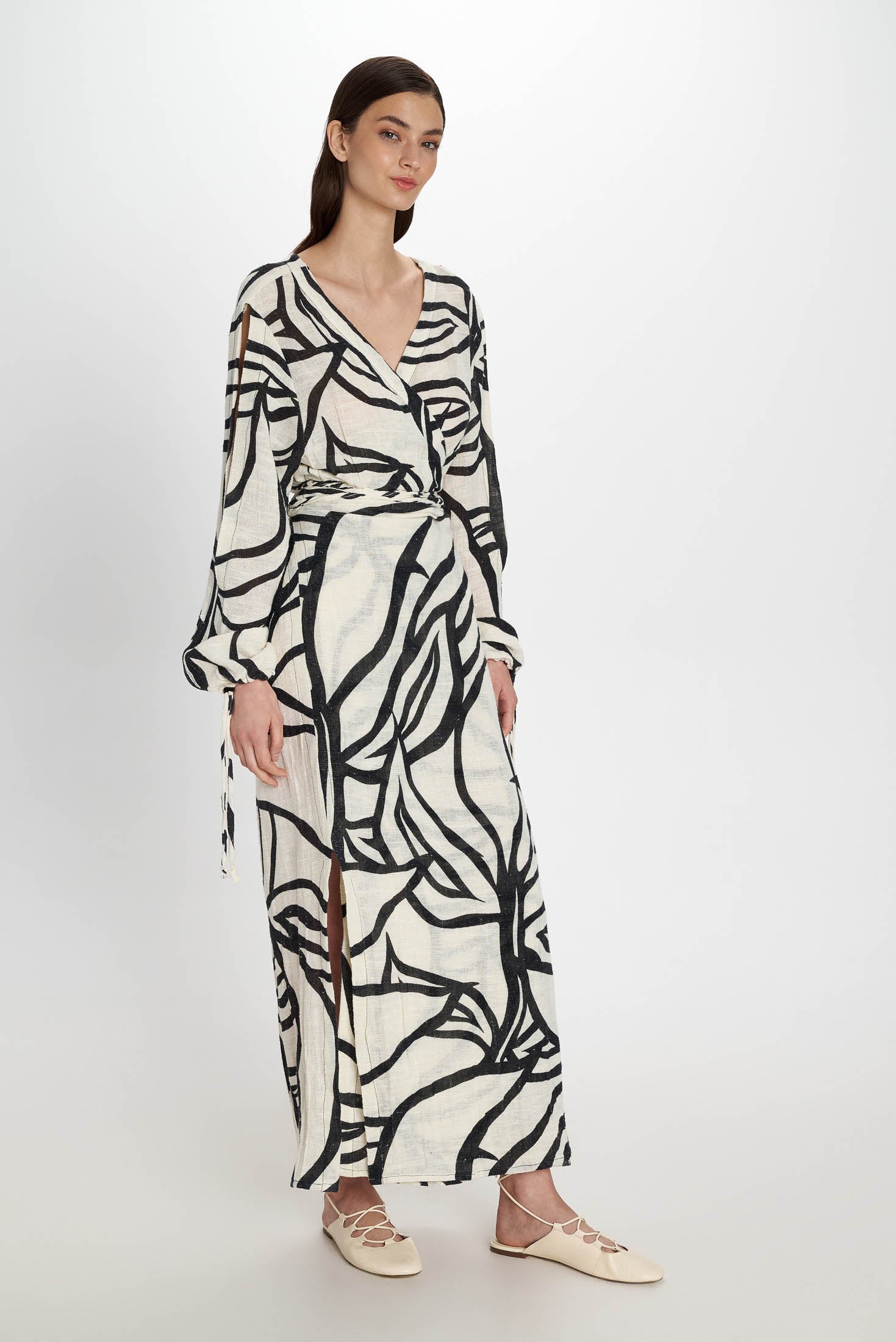 Atlantida Wrap Dress - Pearl and Caviar