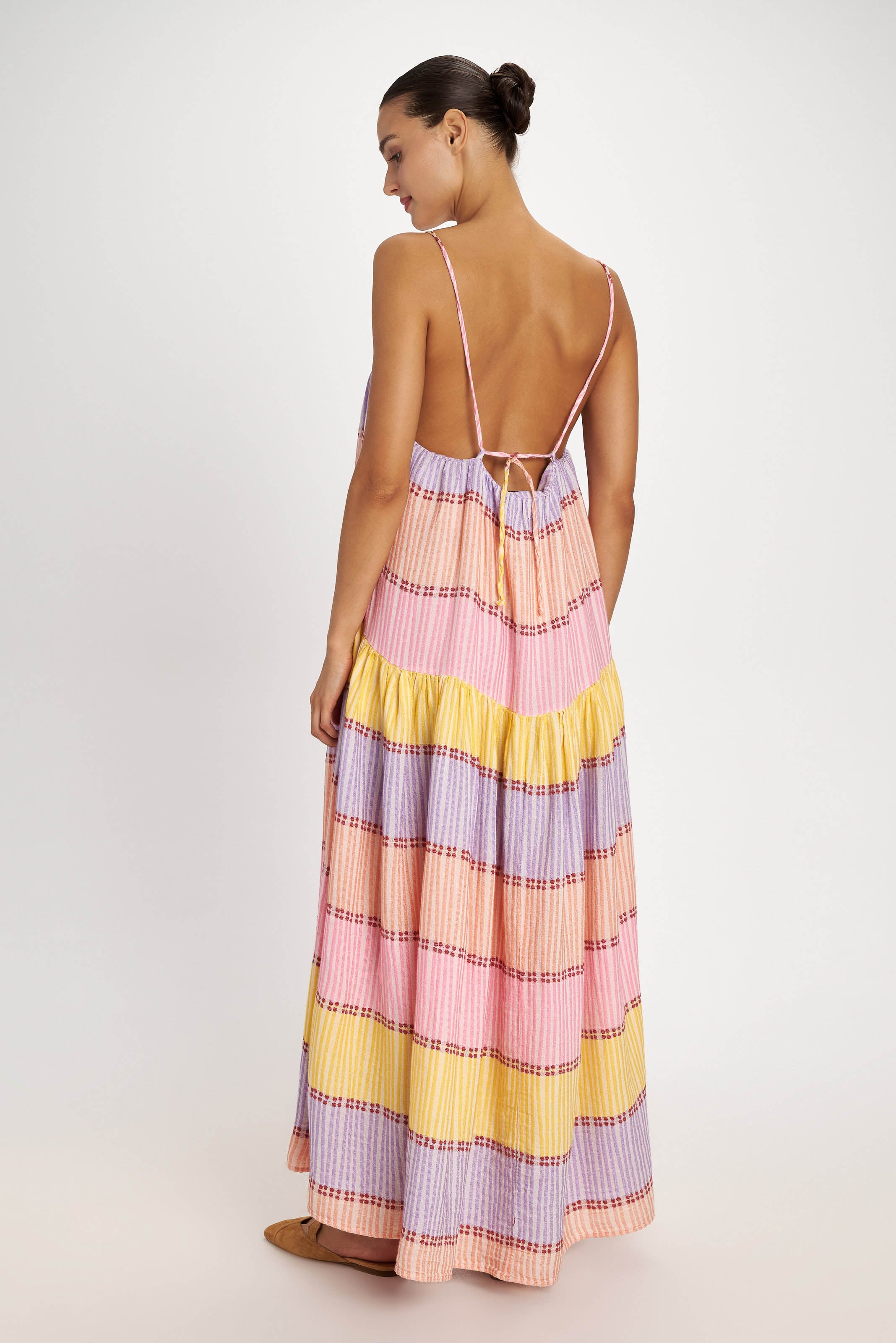 Leros Tiered Dress - Pearl and Caviar