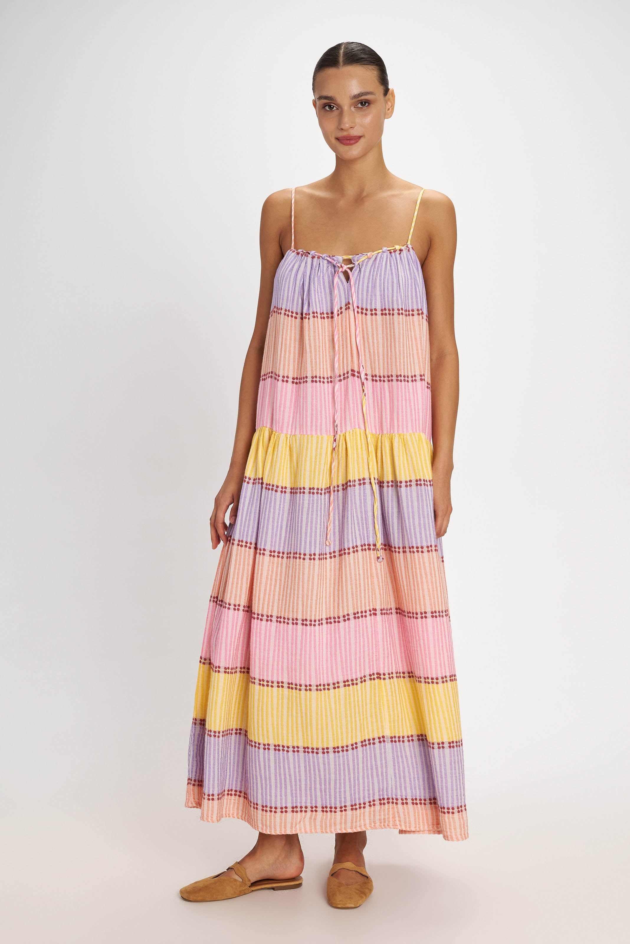 Leros Tiered Dress - Pearl and Caviar