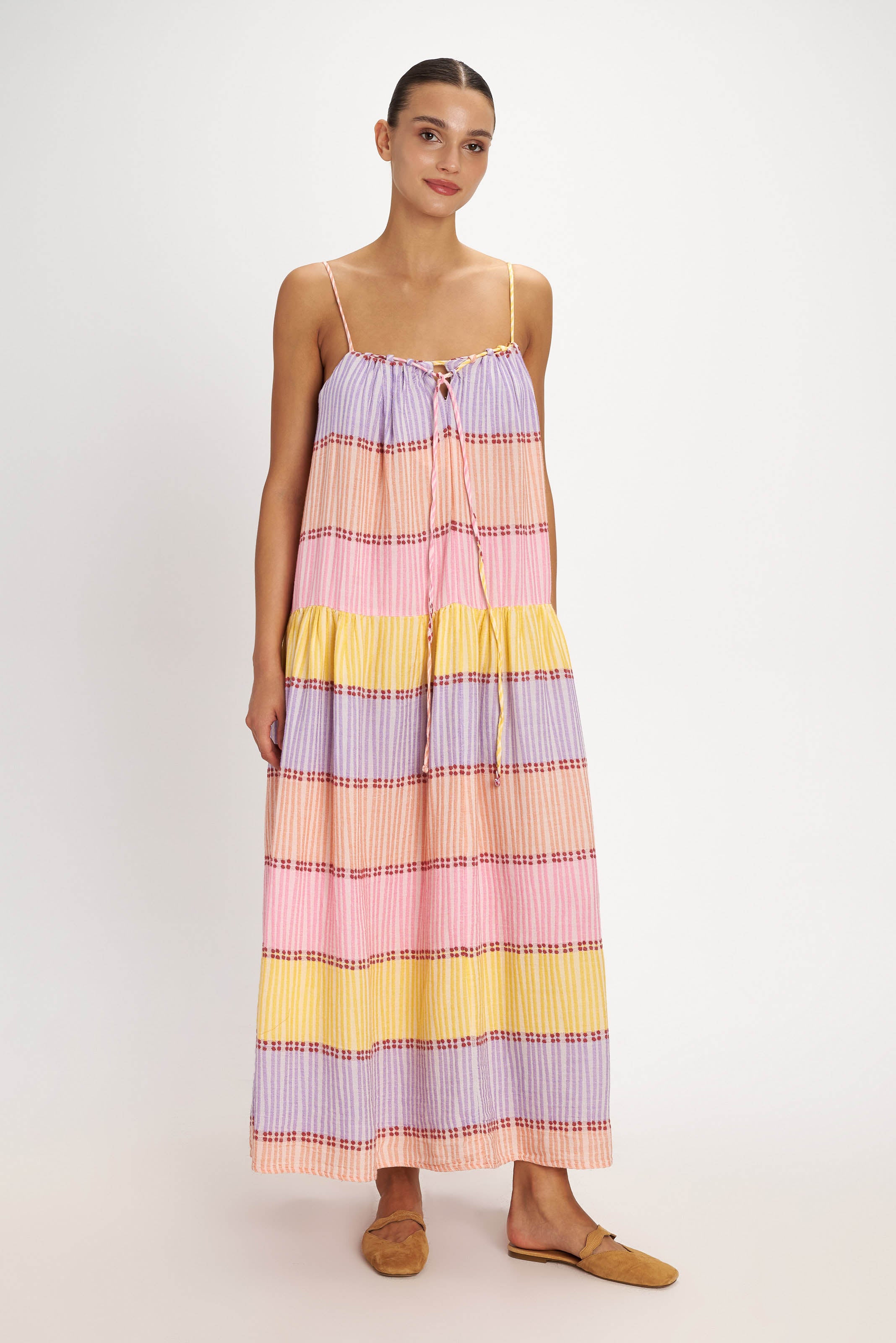 Leros Tiered Dress - Pearl and Caviar